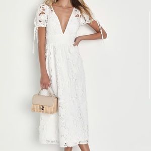 Lulus white midi lace dress